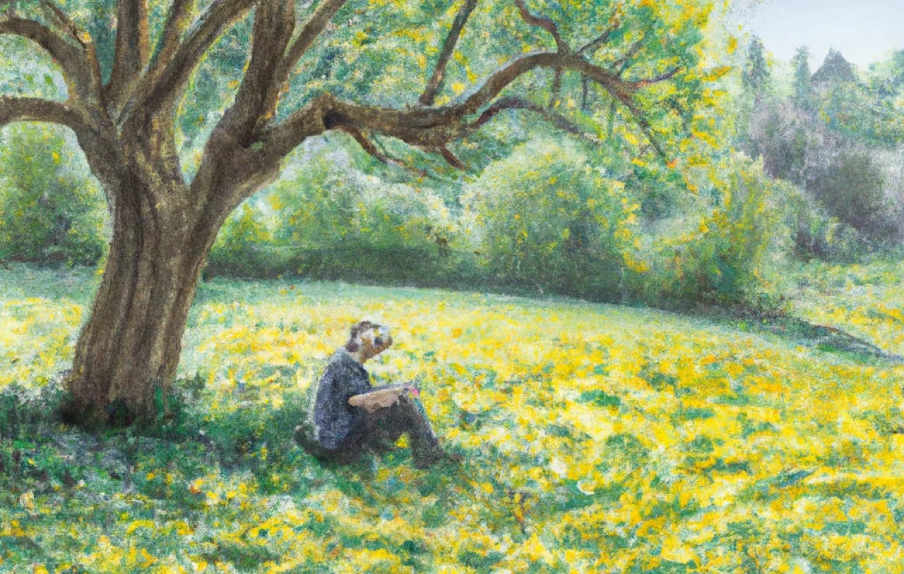 Person liest ein Buch im Frühling - Literatur genießen